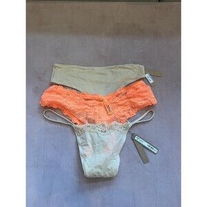 NWT SKIMS 3 PANTIES THONG SIZE 4X in neon orange and sand -fits everybody, lace